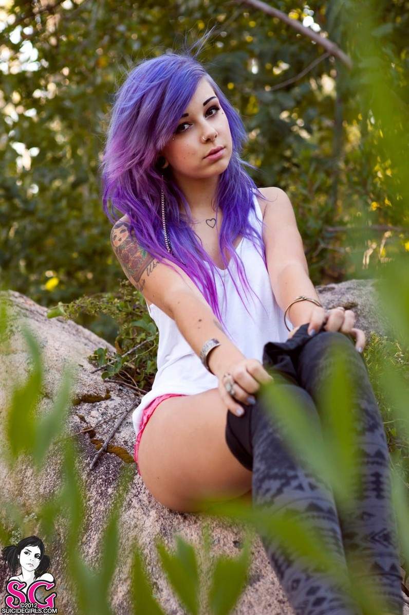 Sexy scene girls with blue hair