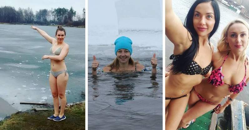 Фото женщин, которые обожают раздеваться и нырять зимой